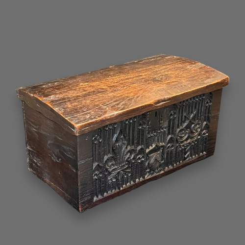 16th Century Oak Medieval Domed Top Coffer image-1