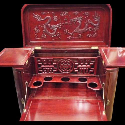 Chinese Rosewood Carved Drinks Cabinet image-2