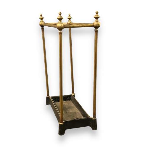 Edwardian Cast Iron and Brass Stick Stand image-3