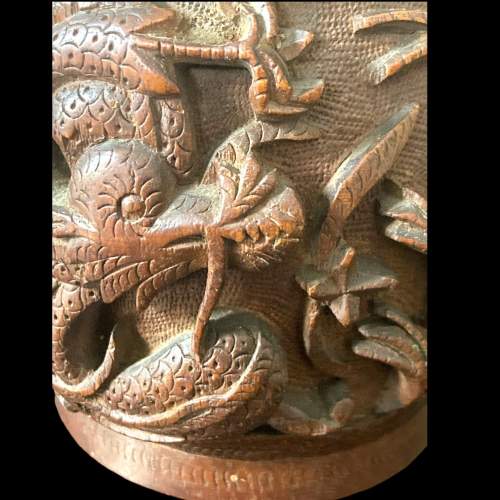 Chinese Hand Carved Tobacco Holder with Military Crest To Lid image-3