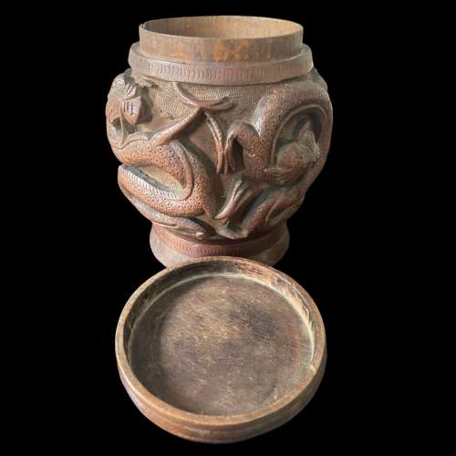 Chinese Hand Carved Tobacco Holder with Military Crest To Lid image-5