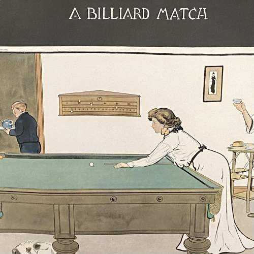 Billiards Scene Edwardian Chromolithograph by Lance Thackery image-2