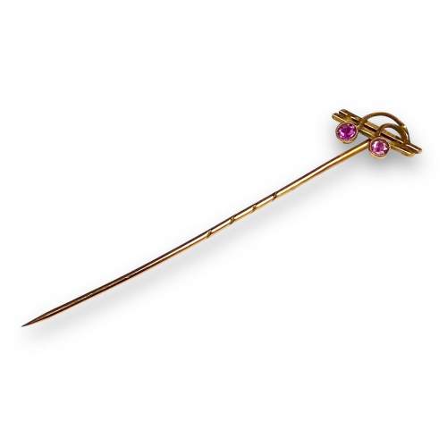 Vintage 9ct Gold Amethyst Stick Pin image-1