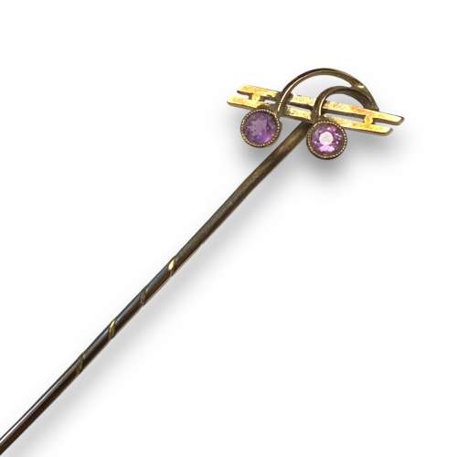 Vintage 9ct Gold Amethyst Stick Pin image-4