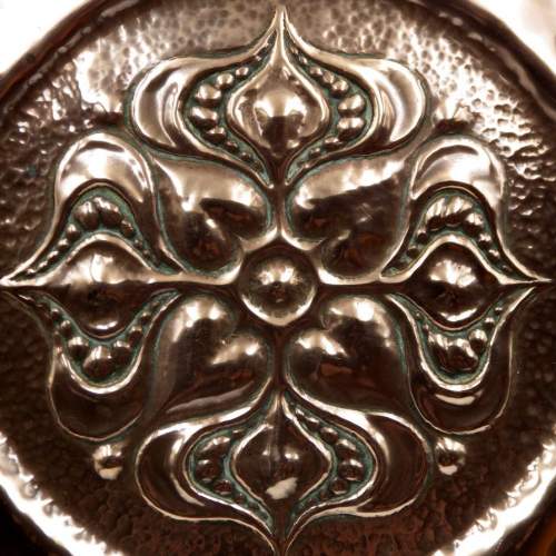 Art Nouveau Circa 1900 Repousse Small Copper Charger Plate image-2