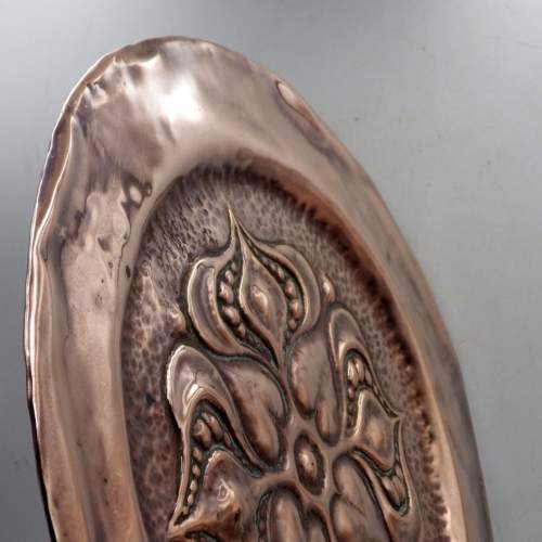 Art Nouveau Circa 1900 Repousse Small Copper Charger Plate image-5