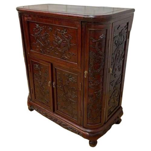 Chinese Rosewood Carved Drinks Cabinet image-1