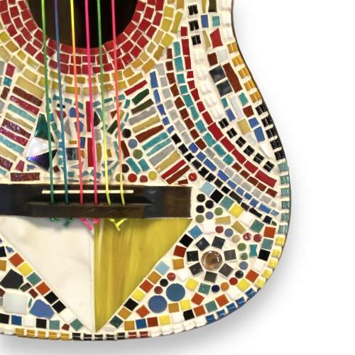 Vintage Mosaic Decorated Guitar image-2