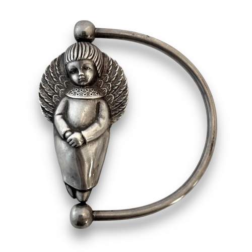 Silver Baby Rattle of Angel image-1