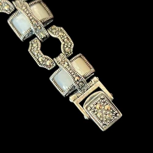 Silver Marcasite and Mother of Pearl Bracelet image-4