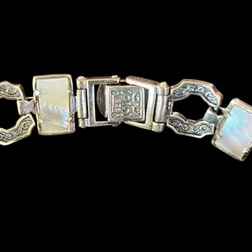 Silver Marcasite and Mother of Pearl Bracelet image-6