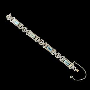 Silver Marcasite and Blue Stone Bracelet