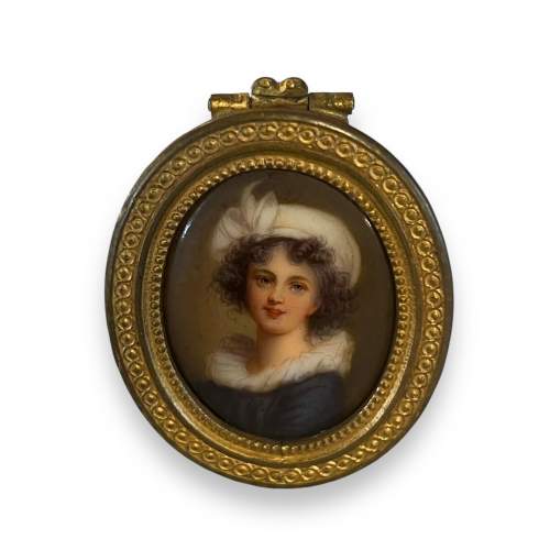 Victorian Miniature Portrait on Porcelain image-1