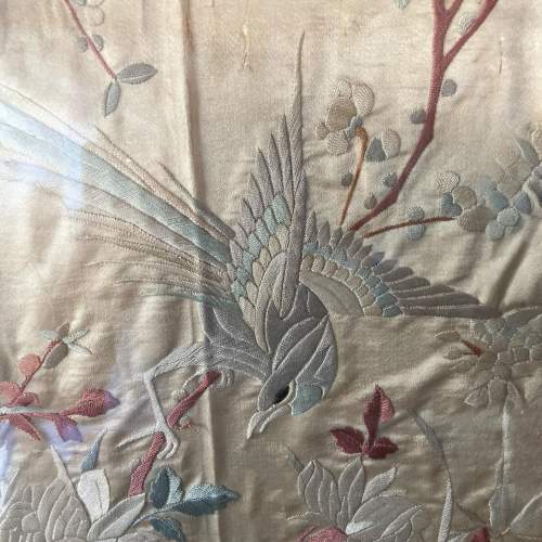 Large Chinese Embroidery on Silk of Birds and Foliage image-2