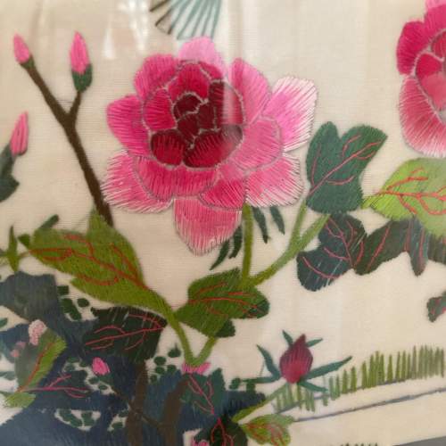 Chinese Embroidery Picture on Silk Depicting Birds and Flowers image-3