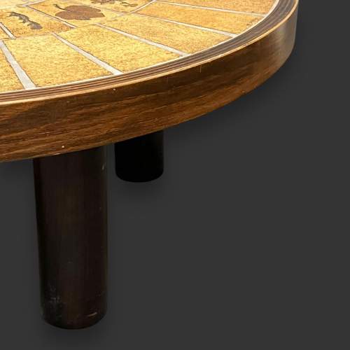 Vintage Round Tile Top Coffee Table image-6