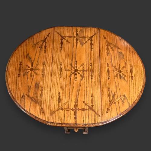 Unusual Arts and Crafts Style Oak Drop Leaf Table image-2