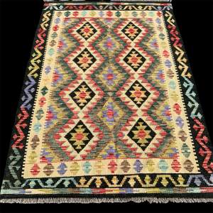 Hand Made Afghan Kilim In Stunning Dark Colours Super Design