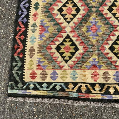 Hand Made Afghan Kilim In Stunning Dark Colours Super Design image-2