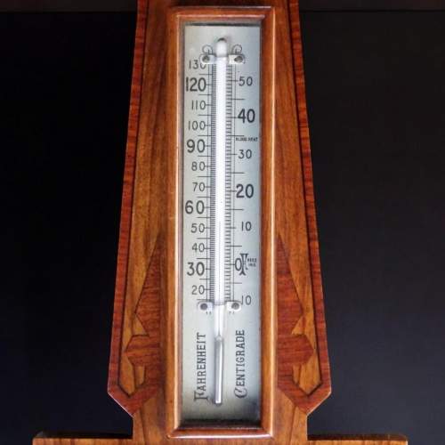 Art Deco 1930s Inlaid Walnut Geometric Wall Barometer image-3