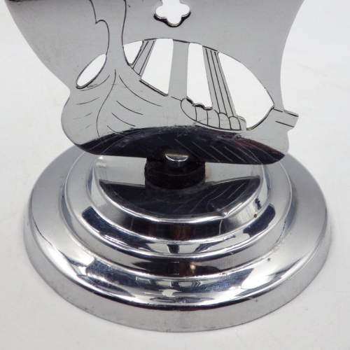 Art Deco 1930s Chrome Viking Ships Pair of Candlesticks Candleholders image-6