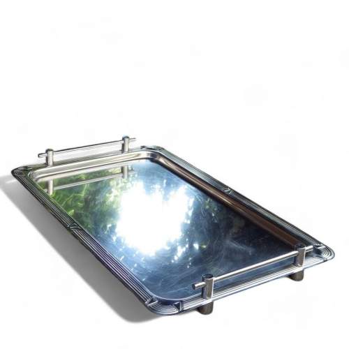 Art Deco Style Chrome Stainless Steel Drinks Tray image-1