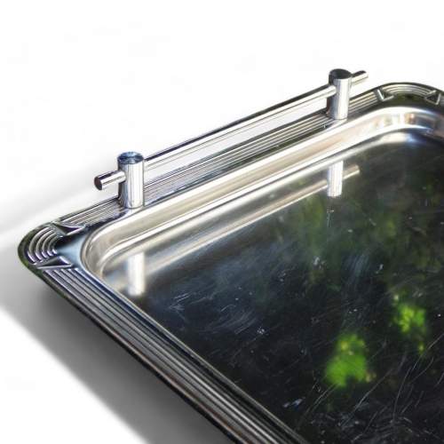 Art Deco Style Chrome Stainless Steel Drinks Tray image-4