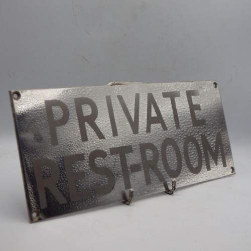 Art Deco 1930s Chrome Door Sign - Private Rest Room image-1