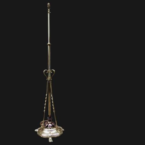 Fine Quality Antique Brass & Copper Extending Standard Lamp image-1