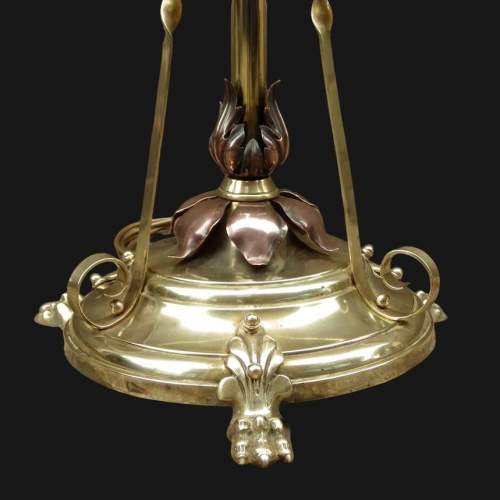 Fine Quality Antique Brass & Copper Extending Standard Lamp image-4