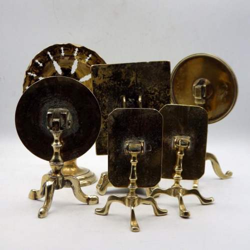 Six - Antique Brass Miniature Tilt Top Table Candle Reflectors image-2