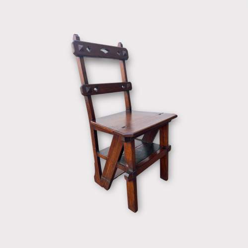 Gothic Oak Metamorphic Library Steps Chair image-1