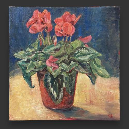 Flowers in a Pot Oil on Canvas image-1