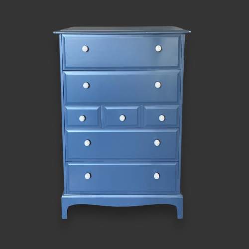 Stag Tallboy Chest of Drawers in Blue Lacquer image-1