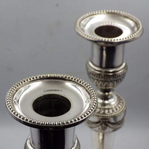 Fine Quality Pair of Adam Style Silver Plate Victorian Candlesticks image-2