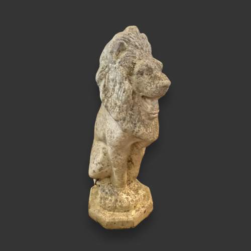 Pair of Stone Garden Seated Lions image-4