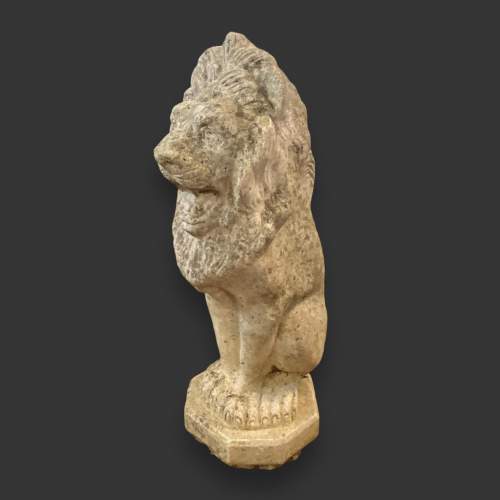 Pair of Stone Garden Seated Lions image-6