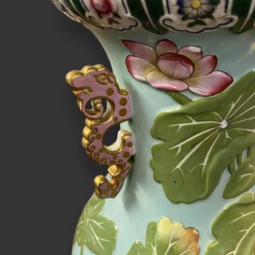 Impressive Hand Painted Relief Chinese Vase image-2