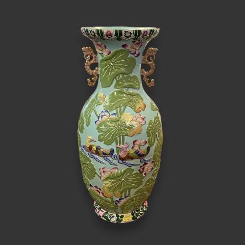 Impressive Hand Painted Relief Chinese Vase image-1