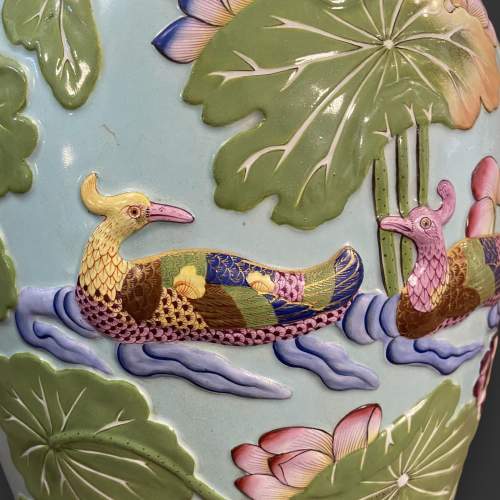 Impressive Hand Painted Relief Chinese Vase image-6