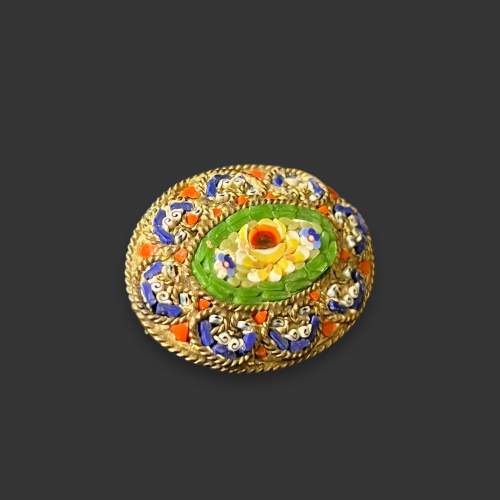 Vintage Floral Micro Mosaic Brooch image-3