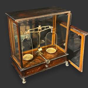 Cased Set of Laquered Brass Chemist Scales