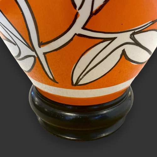 Late 20th Century Large Orange Floral Pottery Table Lamp image-2