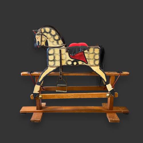 Vintage Collinson Saddle Box Painted Wooden Rocking Horse image-1