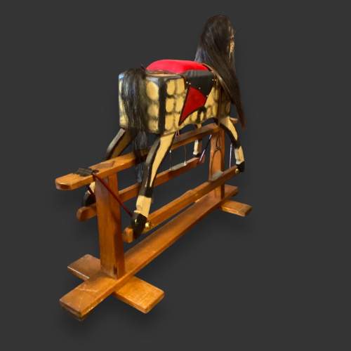 Vintage Collinson Saddle Box Painted Wooden Rocking Horse image-3