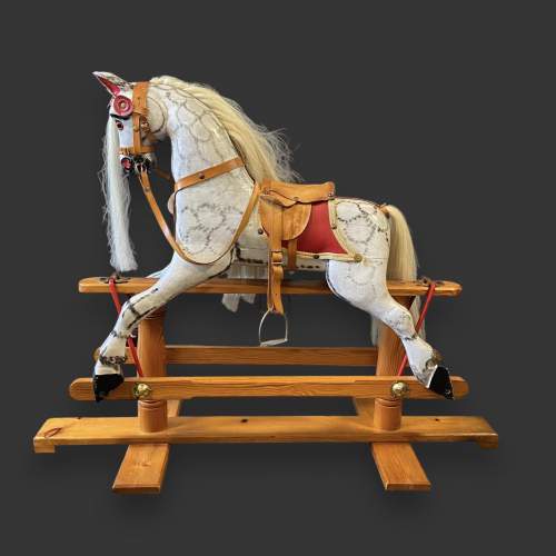 Vintage Collinson Dappled Painted Wooden Rocking Horse image-1