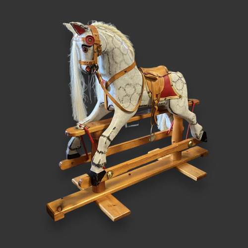 Vintage Collinson Dappled Painted Wooden Rocking Horse image-2