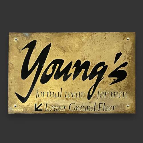 Mid 20th Century Brass Advertising Plaque for Youngs Formal Wear image-1