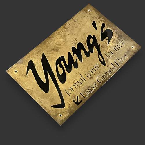 Mid 20th Century Brass Advertising Plaque for Youngs Formal Wear image-4