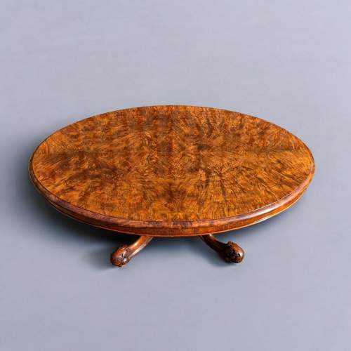 A Beautiful Victorian Period Burr Walnut Oval Coffee Table image-2